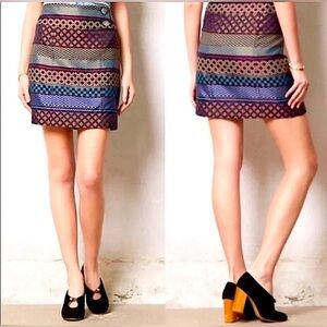 Anthropologie Maeve Audra Jacquard Geometric Multicolor Metallic Pencil Skirt 6